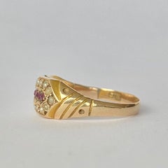 Victorian Ruby and Pearl 15 Carat Gold Ring