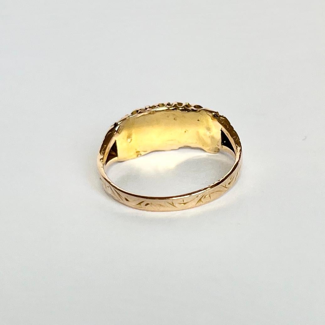 Women's or Men's Victorian Ruby and Pearl 15 Carat Gold Ring