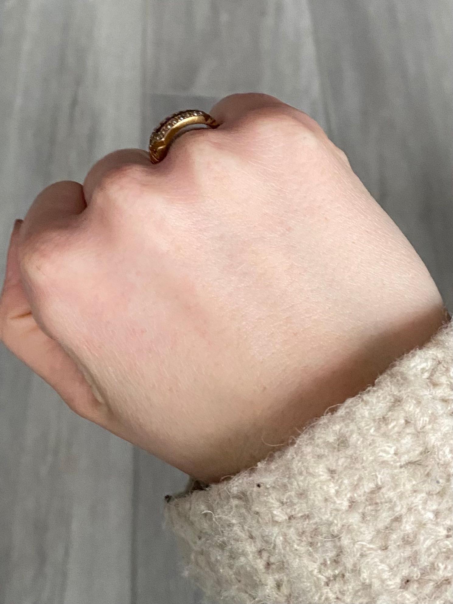 Uncut Victorian Ruby and Pearl 15 Carat Gold Ring For Sale