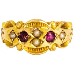 Victorian Ruby and Pearl 15 Carat Gold Ring