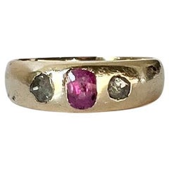 Victorian Ruby and Rose Cut Diamond 18 Carat Gold Band