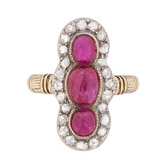 Antique Victorian Ruby and Rose Cut Diamond Ring, circa 1870s