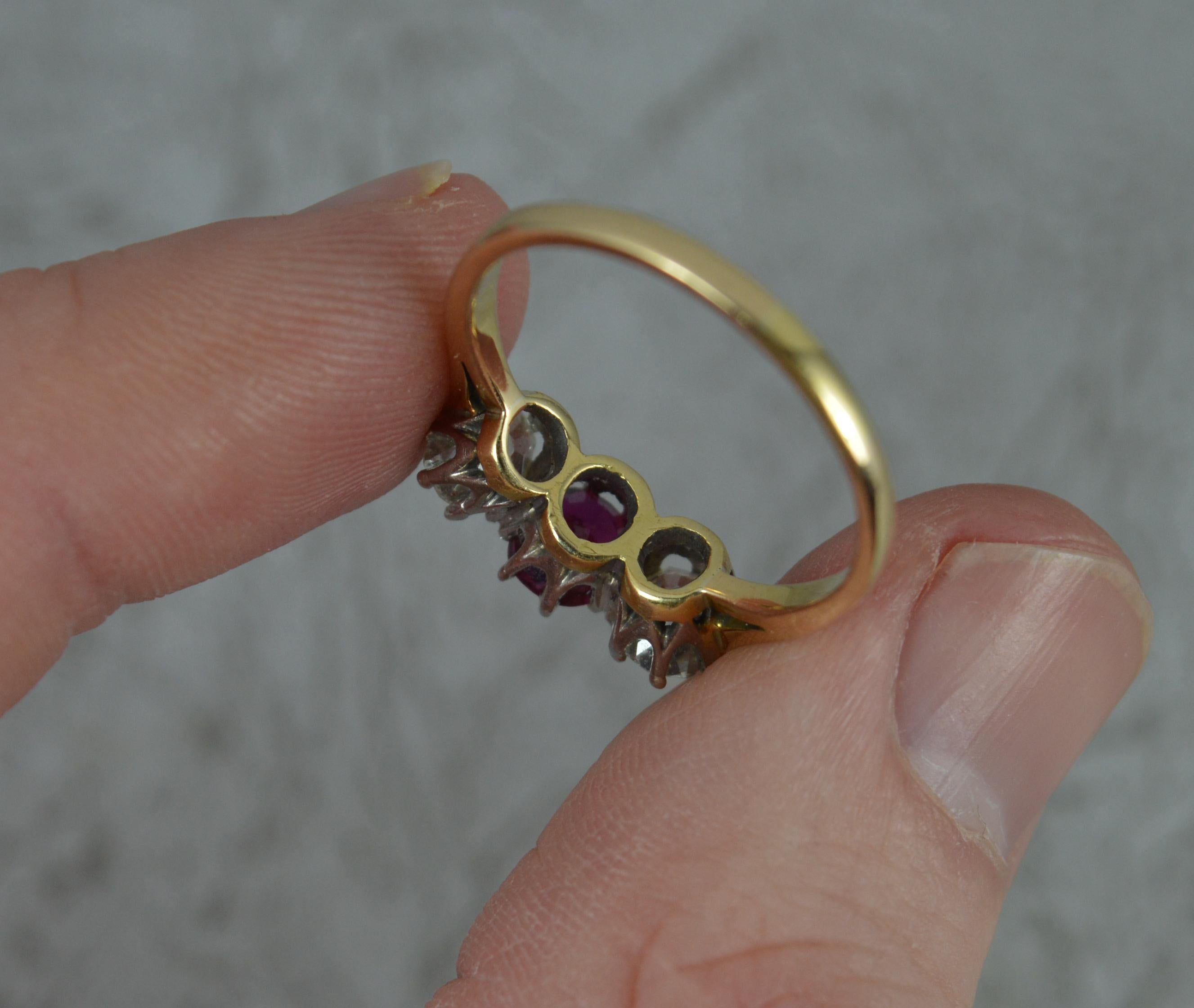 Women's Victorian Ruby and VS 1.3 Carat Diamond 18 Carat Gold Trilogy Ring