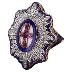 Victorian Ruby Cross Ring of 14k Gold