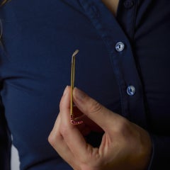 Victorian ruby diamond 18k yellow gold golf club brooch