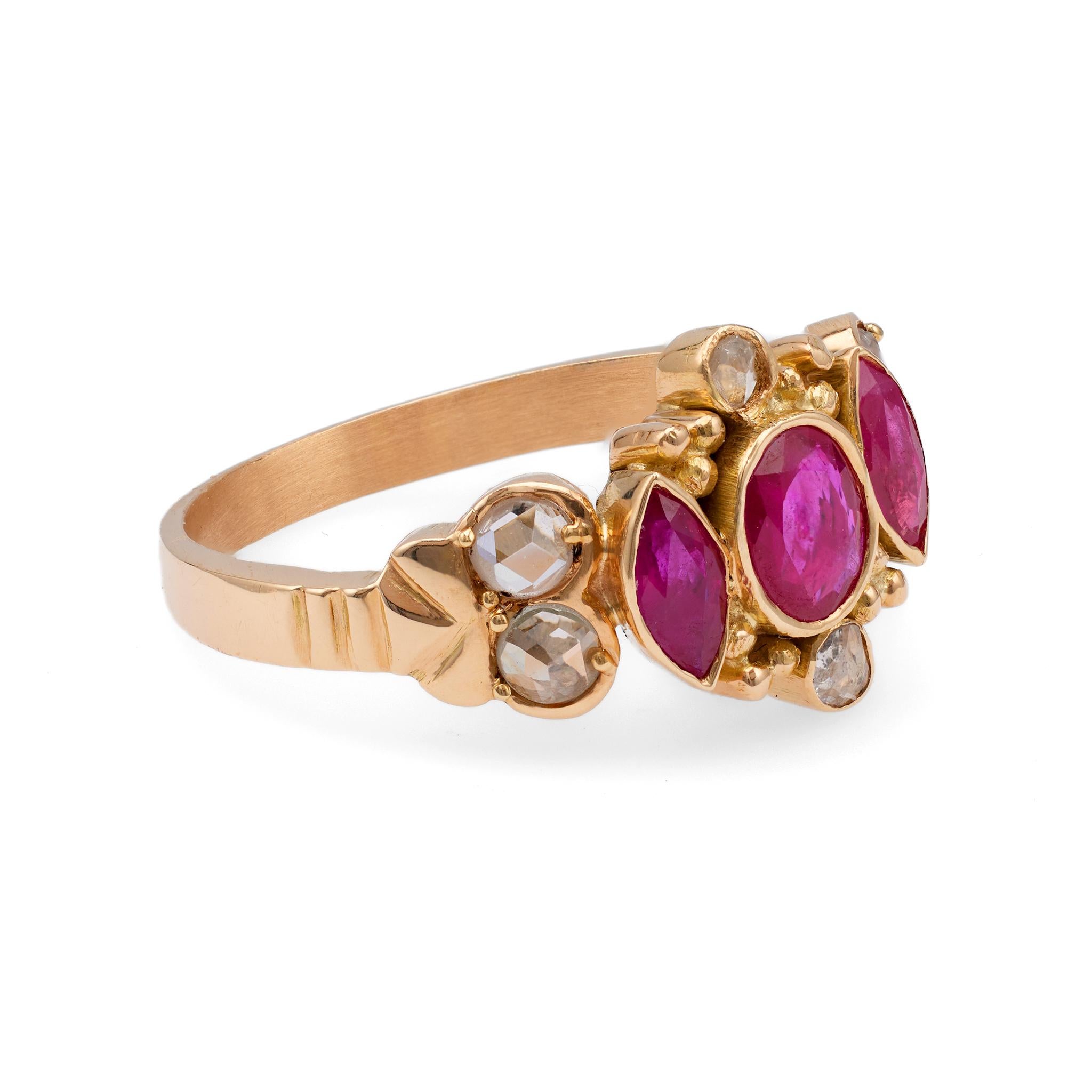 Victorian Ruby Diamond 18k Yellow Gold Ring In Good Condition In Beverly Hills, CA