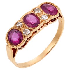 Victorian ruby diamond 18k yellow gold ring