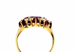Victorian Ruby Diamond 3 Stone Cocktail Ring 1.92ct Antique 14K 1840's-1870's