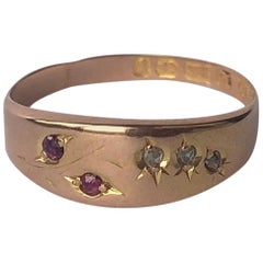 Victorian Ruby, Diamond and 15 Carat Rose Gold Band