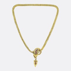 Victorian Ruby Diamond and Emerald Snake Necklace