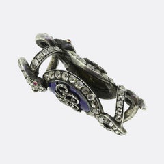 Victorian Ruby Diamond and Enamel Chain Slider