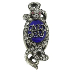 Victorian Ruby Diamond and Enamel Chain Slider