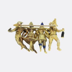 Victorian Ruby Diamond and Enamel Harlequin Brooch