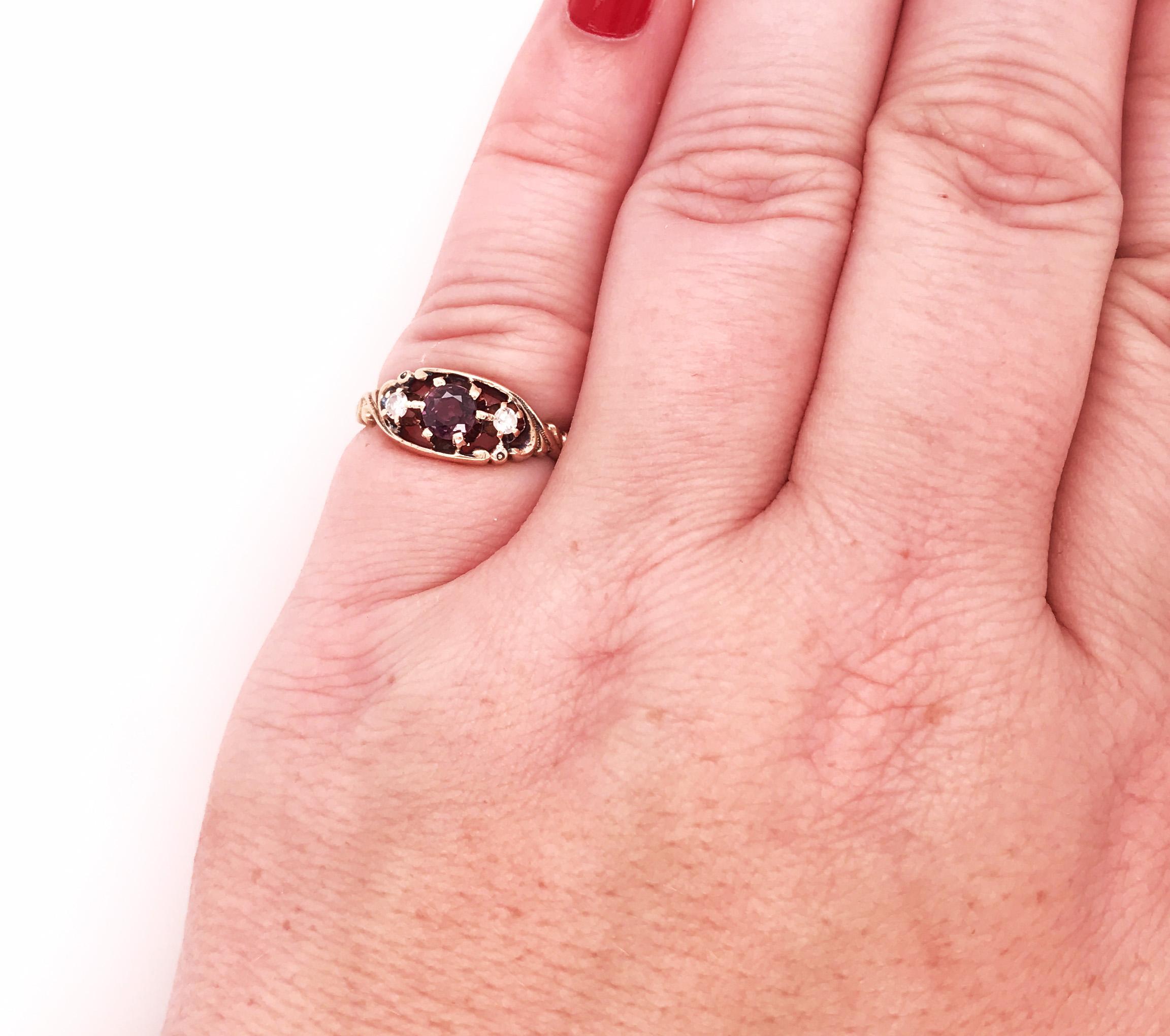 Women's Victorian Ruby Diamond Ring .66ct Ripley Howland Original 1890's Antique Gold