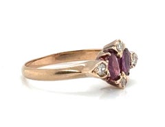 Victorian Ruby Diamond Cocktail Ring .84ct Antique Yellow Gold Original 1890's