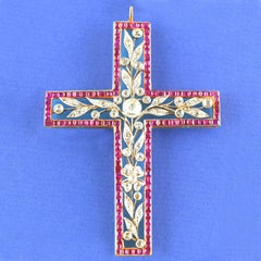 Victorian Ruby Diamond Cross, circa 1850
