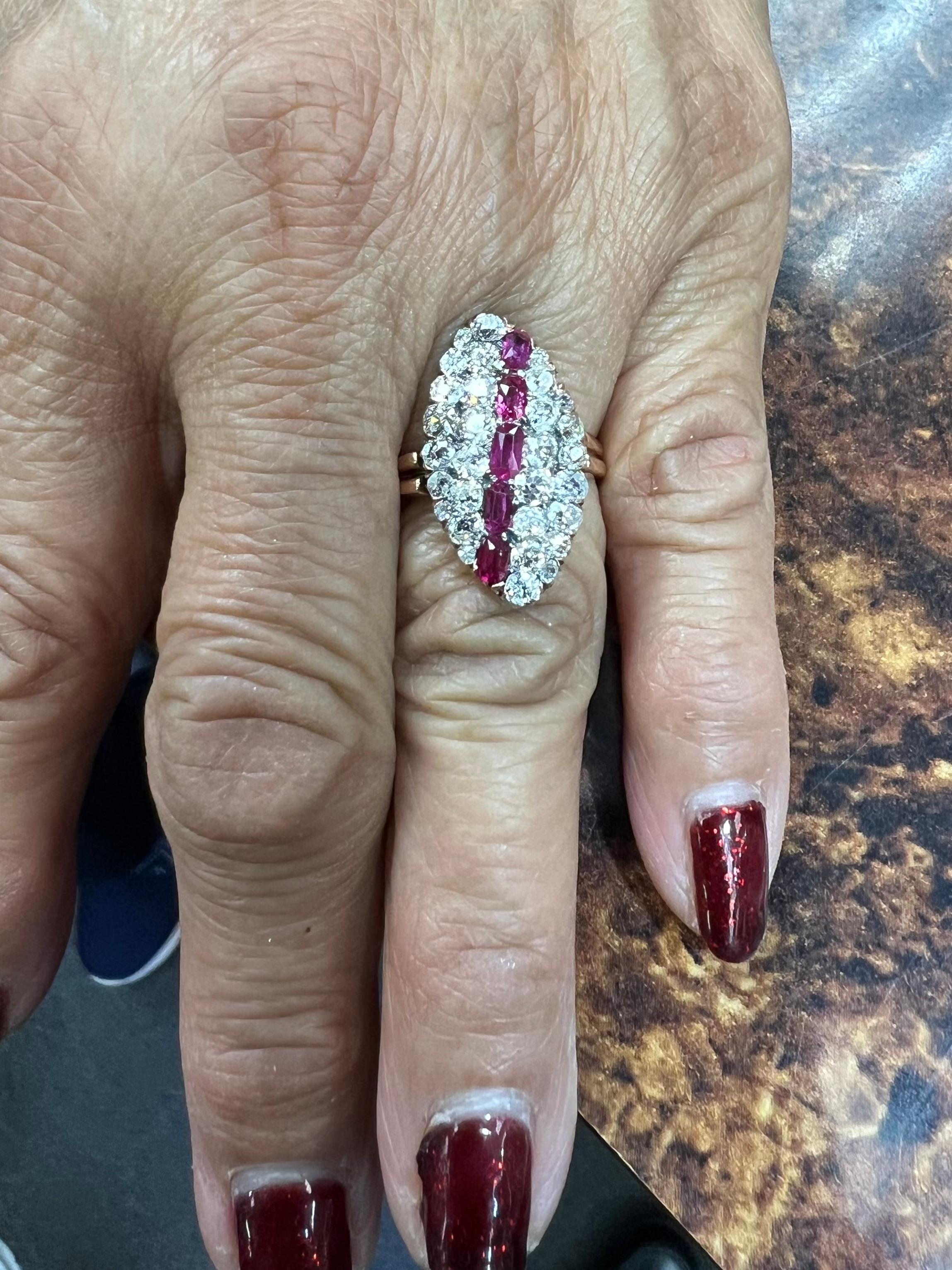 Victorian Ruby Diamond Gold Ring For Sale 1