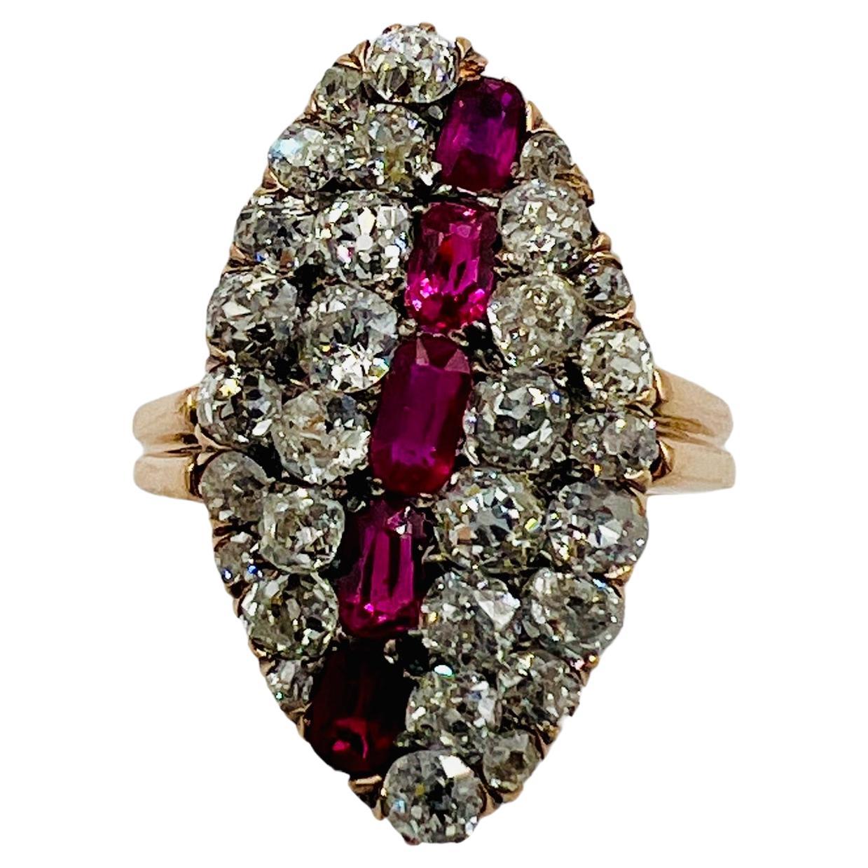 Victorian Ruby Diamond Gold Ring For Sale