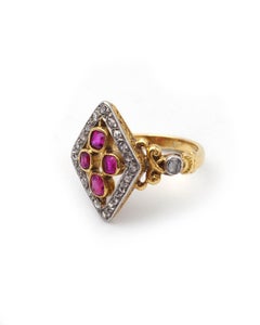 Victorian ruby diamond ring in 18 karats gold