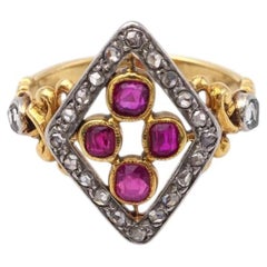 Victorian ruby diamond ring in 18 karats gold