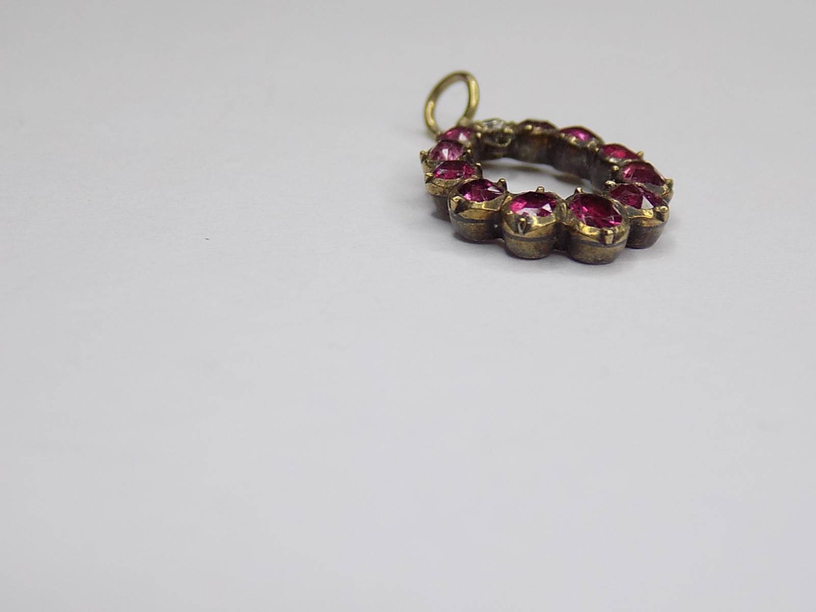 Early Victorian Victorian Ruby Diamond Rose Gold Pendant