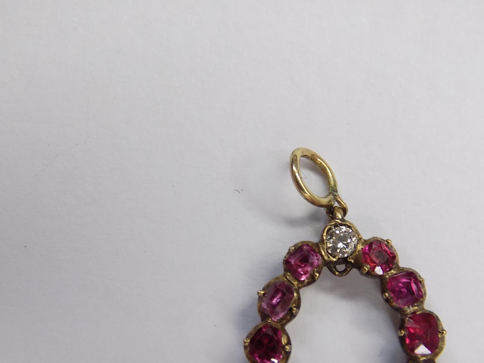 Victorian Ruby Diamond Rose Gold Pendant In Good Condition In Boston, Lincolnshire
