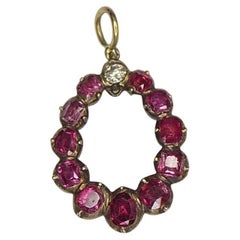 Victorian Ruby Diamond Rose Gold Pendant