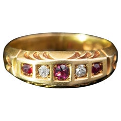Victorian Ruby & Diamond Set Ring Hallmarked Birmingham 1887