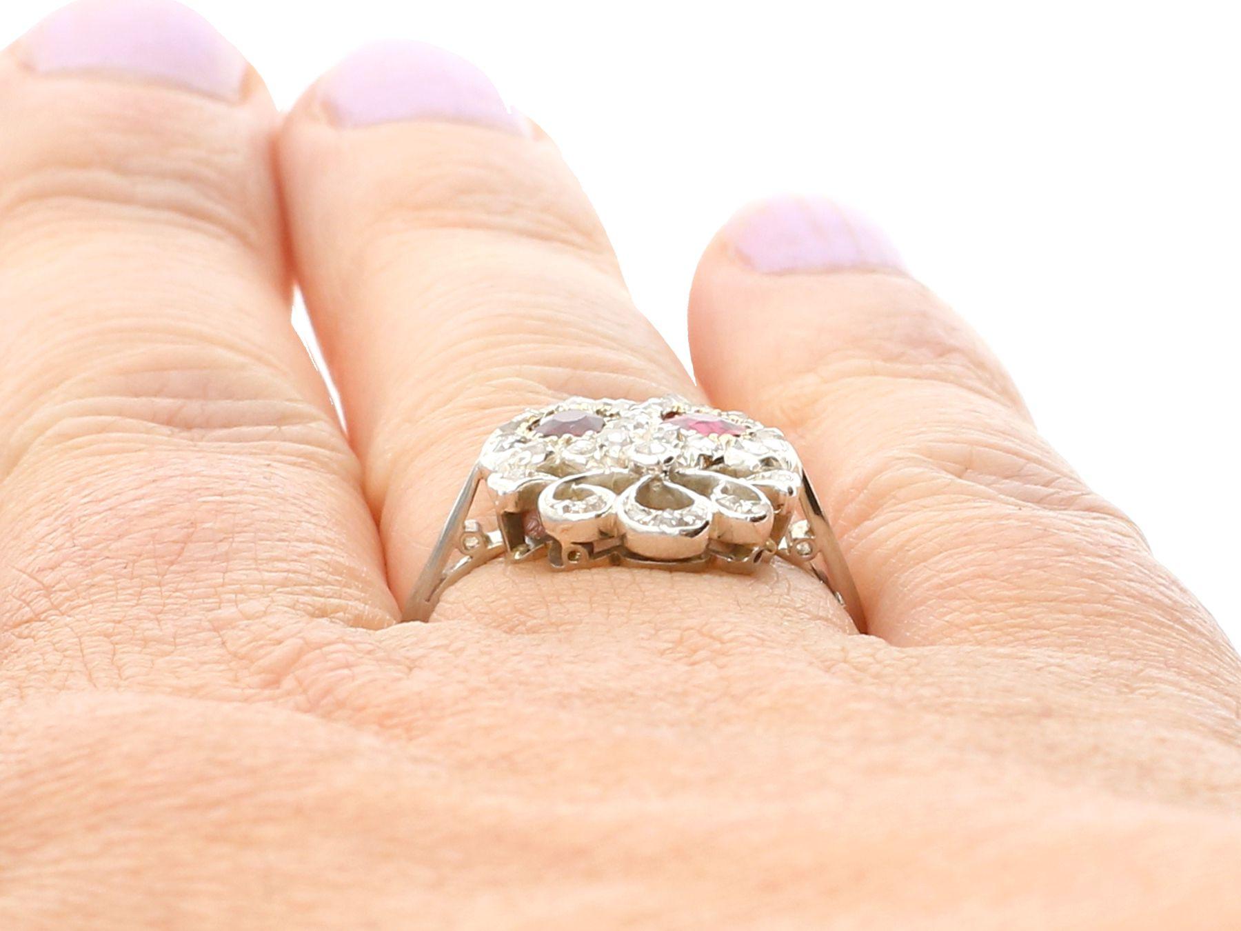 Women's Victorian Ruby Diamond White Gold Heart-Shaped Ring