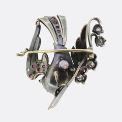 Victorian Ruby Emerald and Diamond Bird Brooch