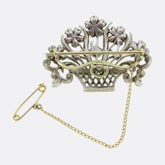 Victorian Ruby Emerald and Diamond Flower Bouquet Brooch