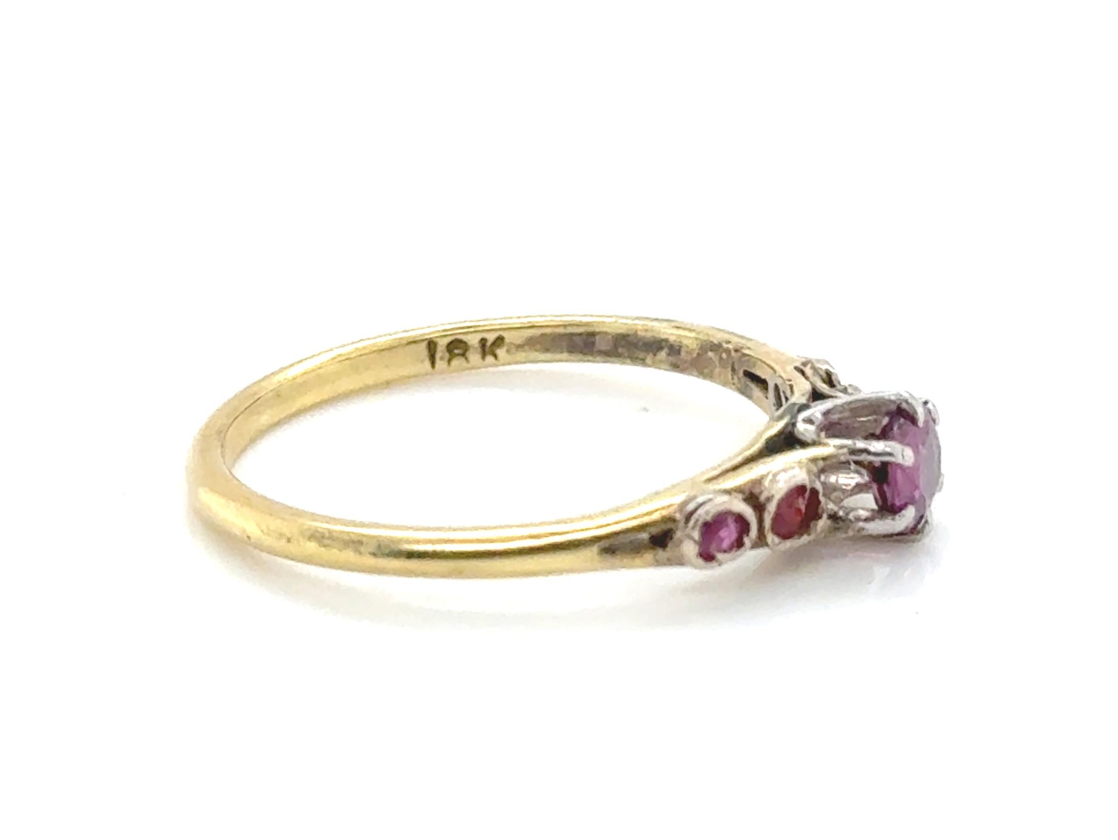 Anillo de cóctel de compromiso de rubí victoriano .50ct Antiguo original de 1890 18K Victoriano