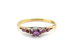 Anillo de cóctel de compromiso de rubí victoriano .50ct Antiguo original de 1890 18K