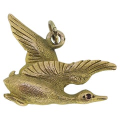 Victorian Ruby Flying Duck Charm Pendant