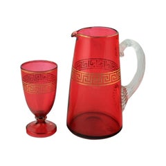 Victorian Ruby Glass Jug & Goblet, 19th Century