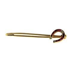 Victorian Ruby Gold Horseshoe Pin