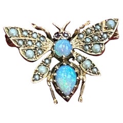 Victorian Ruby, Opal & Pearl Butterfly Brooch
