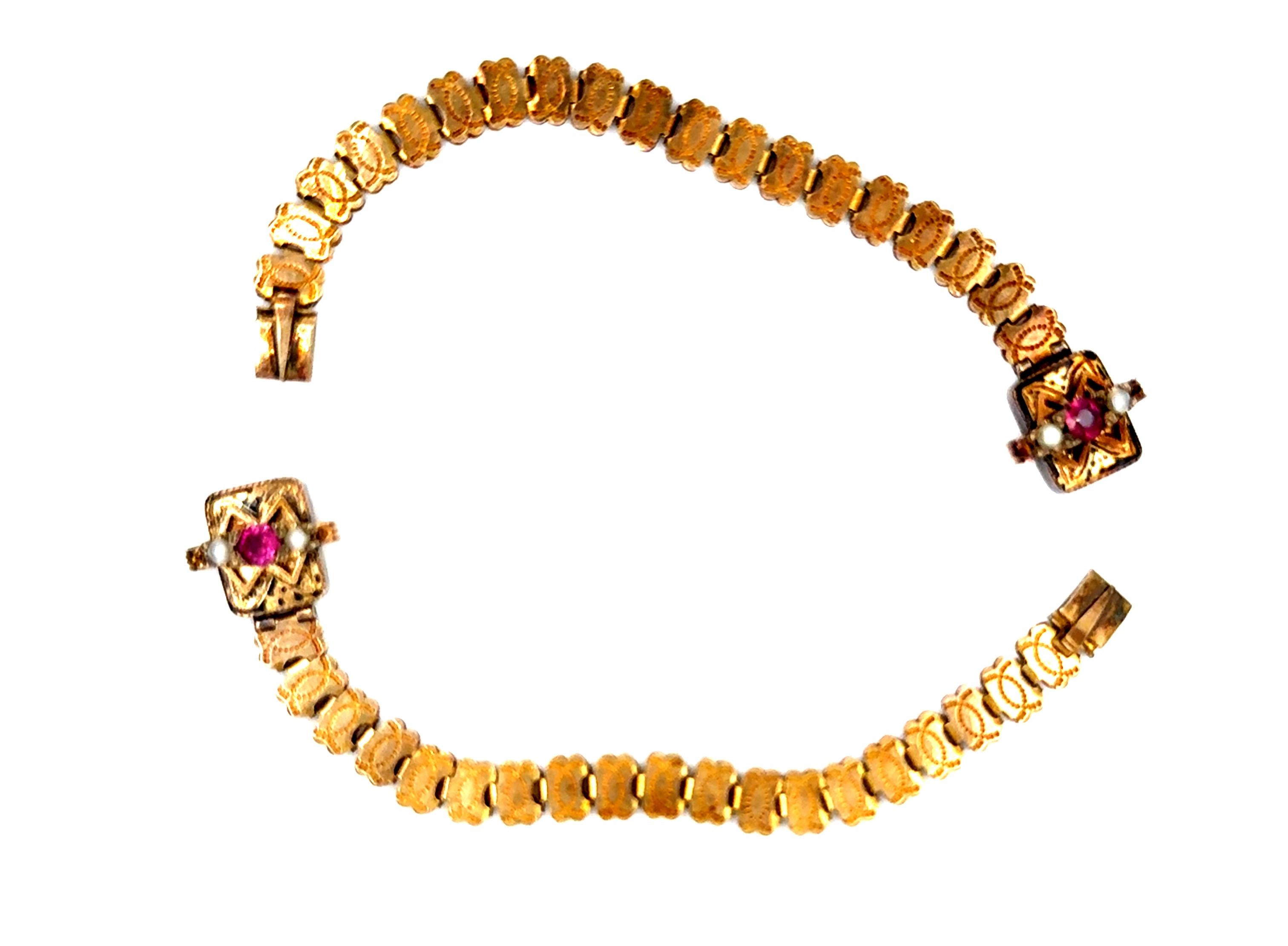 Bracelet victorien en or jaune 14 carats gravé d'origine des années 1870 Pour femmes en vente