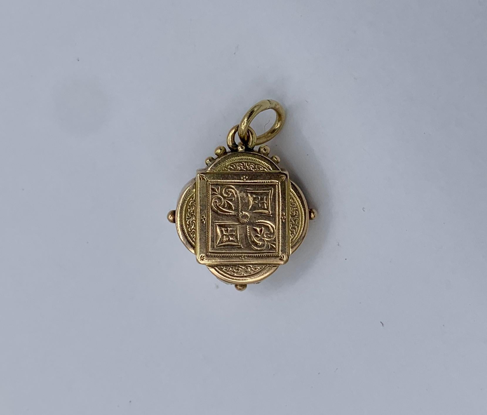 Victorian Ruby Pearl Locket 14 Karat Gold Pendant Necklace 8