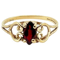 Victorian Ruby Ring .53ct Marquise Yellow Gold Antique Original 1870's
