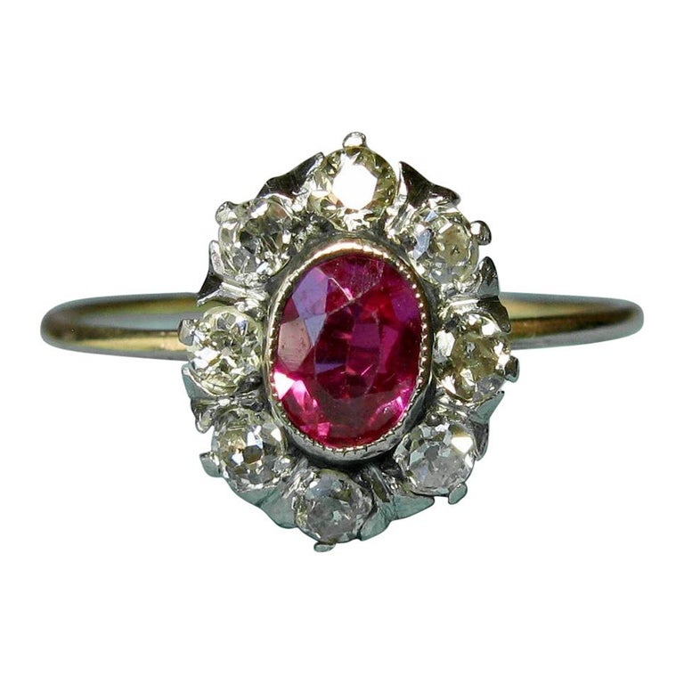 Victorian Ruby Ring Old Mine Cut Diamond Halo 14 Karat Gold Antique  Engagement at 1stDibs | victorian ruby rings, antique ruby rings, old ruby  ring