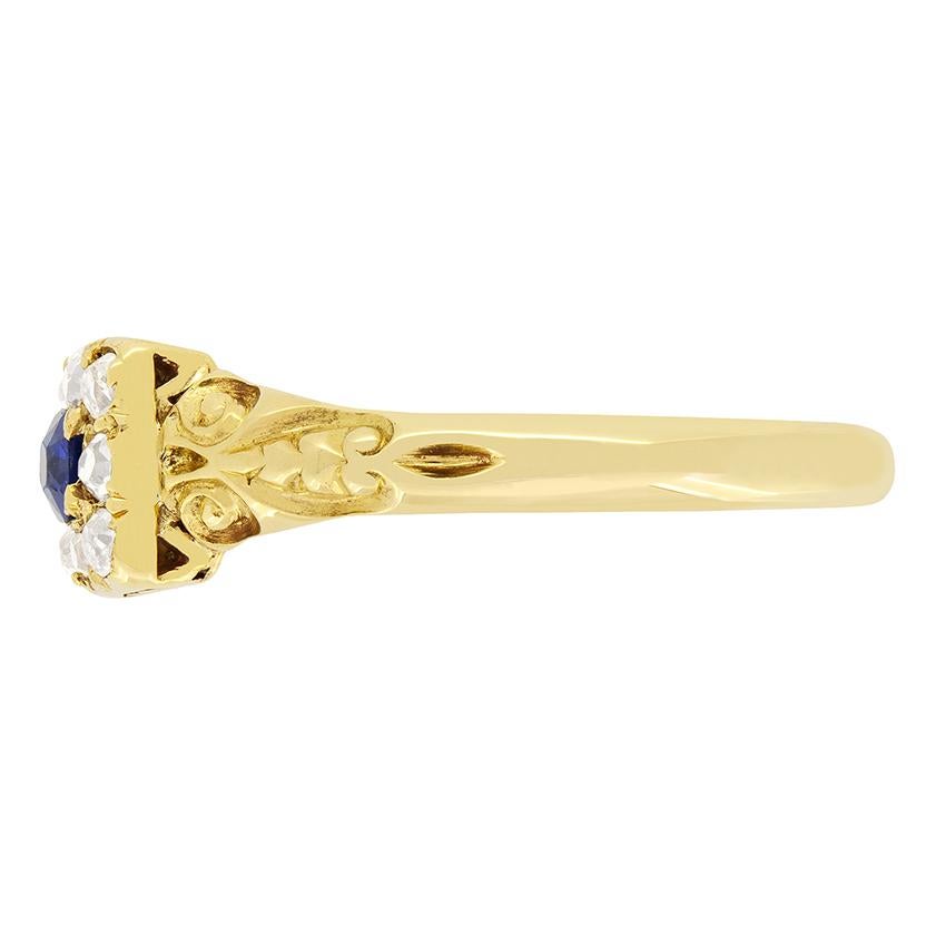 Anillo victoriano de rubí, zafiro y diamantes, c.1880 Victoriano
