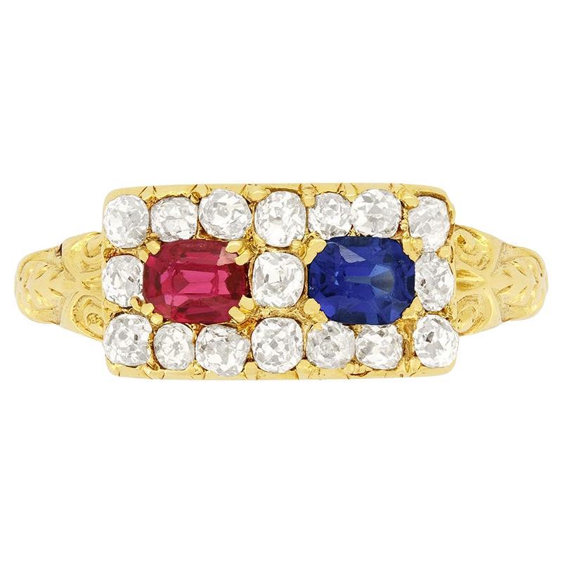 Victorian Ruby, Sapphire and Diamond Ring, circa 1880s For Sale