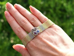 Bracciale vittoriano in oro e diamante con zaffiro e rubino