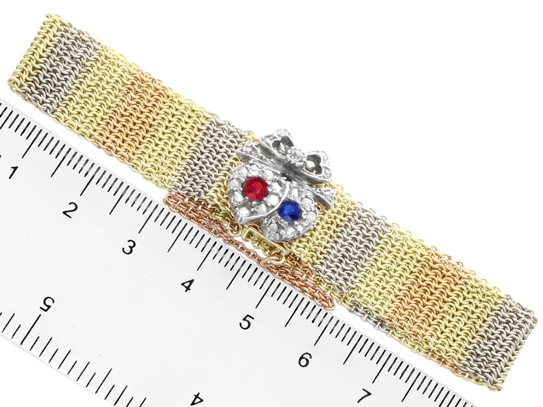 Victorian Ruby Sapphire Diamond and Gold Bracelet For Sale 3