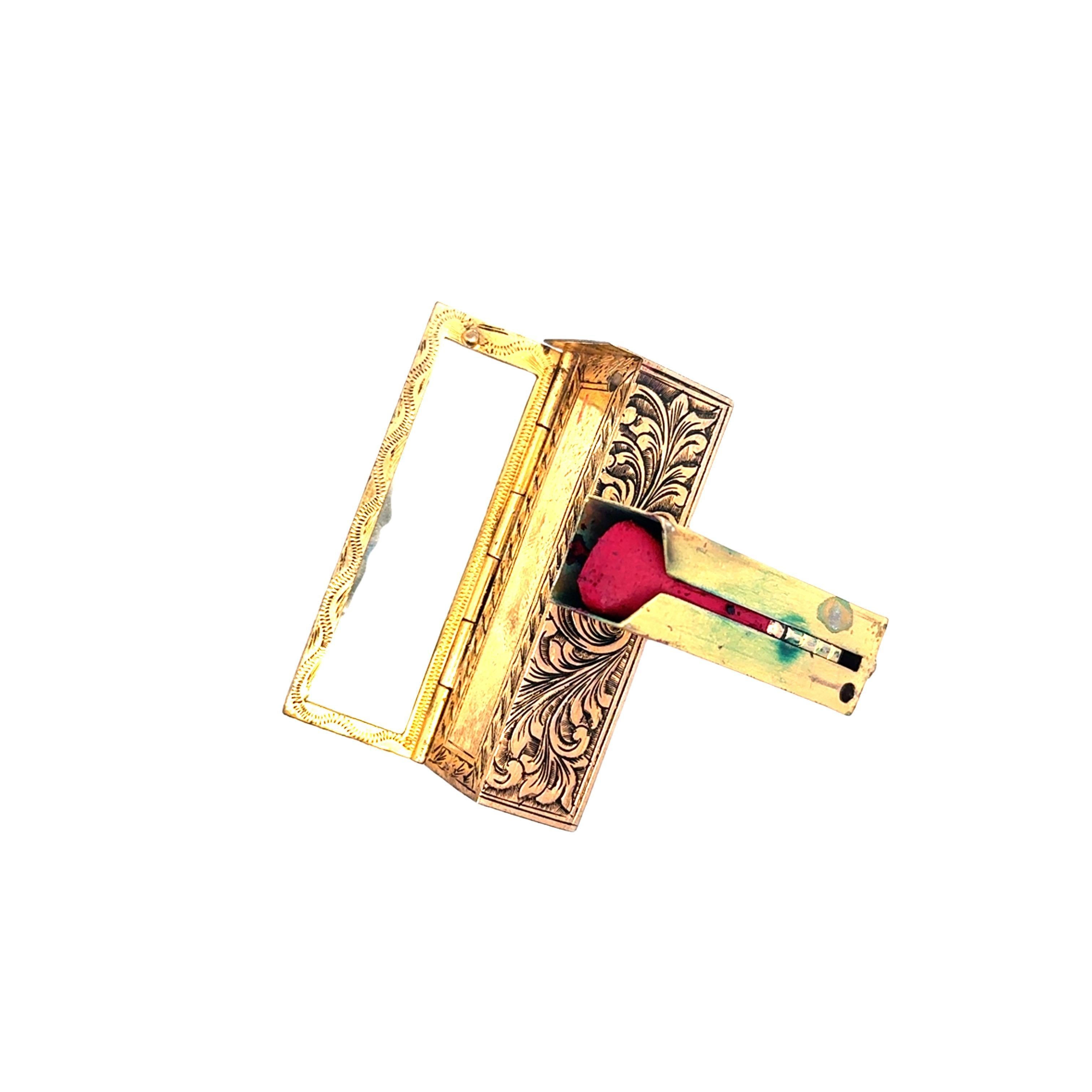 Victorian Ruby Sapphire Emerald Demantoid Silver Gold Plated Powder Lipstick Set For Sale 2