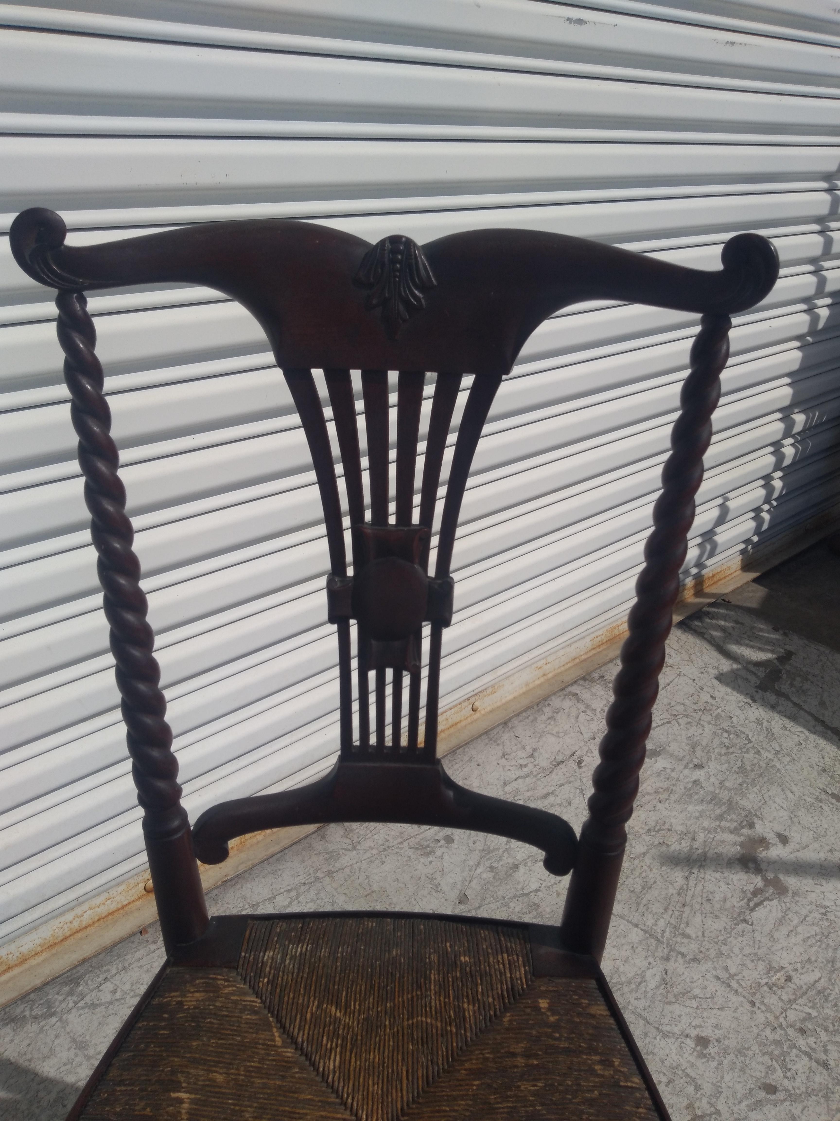 Chaise d'appoint victorienne à fond jonc style Barley Twist en vente 2