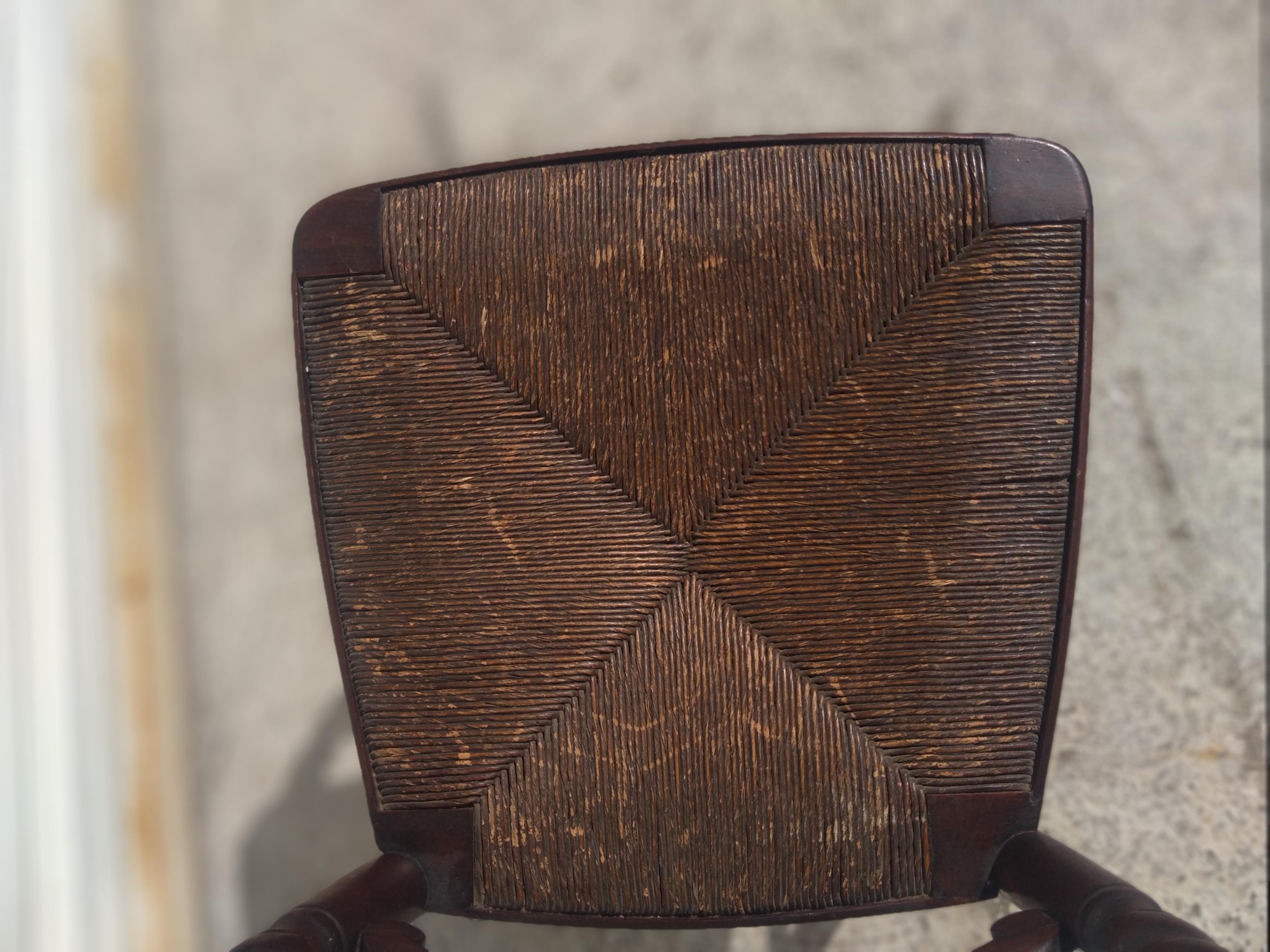 Anglais Chaise d'appoint victorienne à fond jonc style Barley Twist en vente