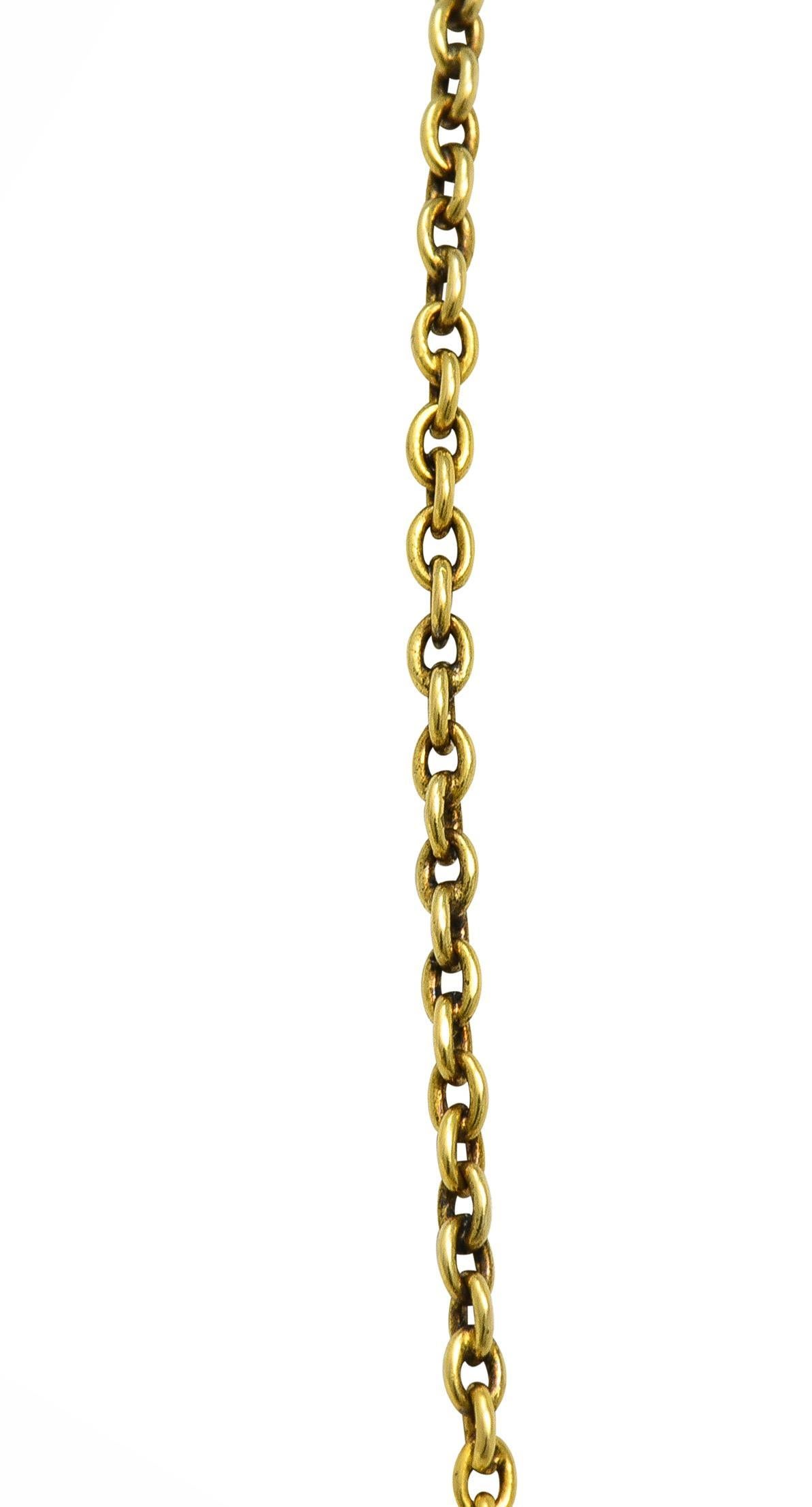 Victorian Russian 1.00 CTW Diamond Sapphire Pearl 14 Karat Gold Fringe Necklace 2