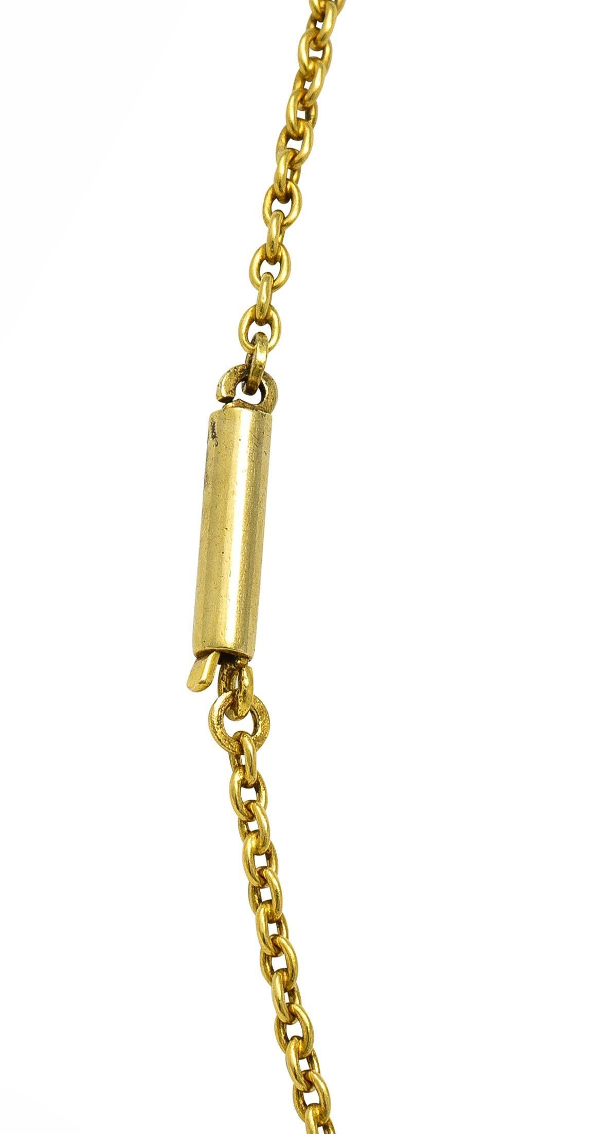 Victorian Russian 1.00 CTW Diamond Sapphire Pearl 14 Karat Gold Fringe Necklace For Sale 3